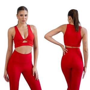 เสื้อครอปท็อปโยคะแบบคอวีสำหรับผู้หญิง บราดันทรง ระบายอากาศได้ดี ผลิตจากไนลอนและสแปนเด็กซ์ รองรับระดับปานกลาง เหมาะสำหรับออกกำลังกาย วิ่ง และเล่นกีฬา สีขาว - Product Image 6