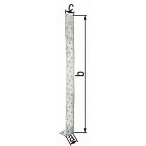 Anclaje de Acero Plano para Hormigón de 205 x 40 x 40 mm, Acero Crudo de 2 mm de Espesor con Galvanizado Sendzimir Serie GAH - Paquete de 10 - Product Image 1