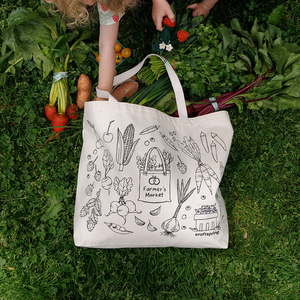 Women's Custom Eco-Friendly Cotton Canvas Tote <b>Bag</b> New Style 1 with Farmer's Market Print Logo for Market/Shopping/Travel Use - Product Image 5