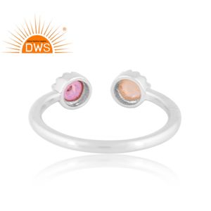 Latest Trending Sterling Silver Pink Topaz & Ethiopian Opal Gemstone <b>Adjustable</b> <b>Ring</b> Custom Jewelry Manufacturer - Product Image 4