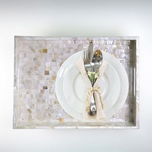 Bandeja de incrustaciones de nácar de Vietnam de alta calidad, bandeja de servicio duradera hecha a mano, respetuosa con el medio ambiente para cocina moderna-SM2002 - Product Image 3