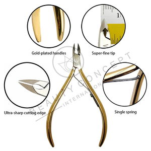 Stainless Steel Luxury Nail Clipper Wide Jaw Opening Customized Made <b>Half</b> Golden Color Non <b>Slip</b> Handle Cuticle Nail Nipper - Product Image 4
