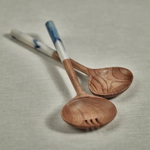 Wooden and resin Spoon Salad Dishes Server Spoons Best Quality Wood Cooking Tool <b>Sets</b> - Product Image 1