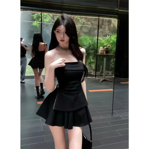 เสื้อคอร์เซ็ทเกาะอกสุดหรูพร้อมกระโปรงสั้นบานชุดสีดำเซ็กซี่สำหรับผู้หญิงชุดปาร์ตี้กลางคืนชุดแฟชั่นสุดชิค - Product Image 2