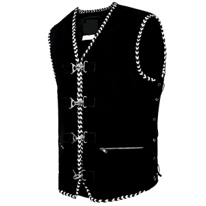 wholesale customized <b>leather</b> vest with stylish design laces high quality professional manufacture - Product Image 1
