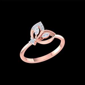 แหวนค็อกเทลเพชรรูปดอกไม้หรูหราทองคำโรสโกลด์ 14K ดีไซน์กลีบดอกไม้ สำหรับผู้หญิงในโอกาสวันครบรอบ งานแต่งงาน งานปาร์ตี้ และเป็นของขวัญ - Product Image 1