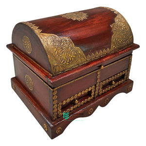 Хит продаж, деревянная латунная фурнитура с 2 ящиками для украшений/ящик для хранения сокровищ, старинная мебель ручной работы для дома - Product Image 4