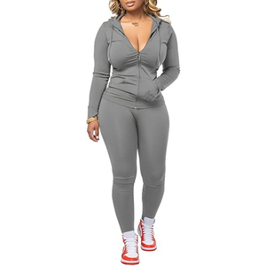 Conjunto de chándal de lana para mujer 2025, Sudadera con capucha de ajuste Regular personalizada para correr, ropa de calle de verano para gimnasio, moda de Boutique - Product Image 2