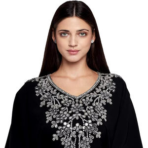 6XL vestido de baile con cuentas de cristal Antiestático de longitud completa Abaya musulmán otoño hasta el suelo manga lentejuelas sólido ecológico - Product Image 1