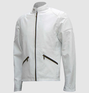 Chaqueta de Cuero Vacuno Genuino para Hombre, Estilo Motero, Cuello Alto, Diseño de Dibujos Animados, Impermeable y Transpirable para Invierno - Product Image 1