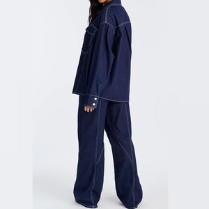 ชุดกีฬาผ้ายีนส์สำหรับผู้หญิงชุดวอร์มสองชิ้นแนวสตรีทอินเทรนด์ดีไซน์ตามสั่งชุดออกกำลังกายผ้ายีนส์สำหรับผู้หญิง - Product Image 4