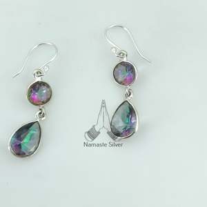 Mystic Topaz <b>Opal</b> Dangle <b>Earrings</b> 925 Sterling Silver Handmade Boho Style for Birthday Valentine's Day Mother's Day Gift - Product Image 4