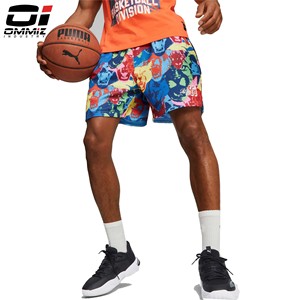Transpirable 100% Poliéster ropa deportiva de secado rápido Pantalones cortos Malla estampada Retro 2 bolsillos profundos Pantalones cortos de baloncesto para hombres - Product Image 1