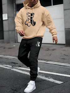 Tracksuit Sets Men's Casual Fleece Warm Hoodies <b>Pants</b> 2PCS Mens Long Sleeve Sport <b>Suit</b> Male Pullover Hoodies Sports Clothing - Product Image 2