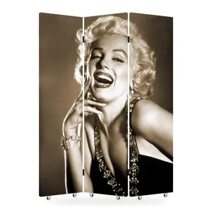 Paravent pliant en toile double face avec portrait sépia de Marilyn Monroe - Product Image 4