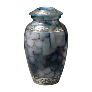 Elegante urna de cremación de latón plateado azul estilo europeo cenizas humanas para adultos conmemorativo biodegradable respetuoso con el medio ambiente 200-220 pulgadas cúbicas - Product Image 4