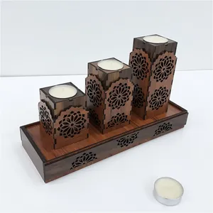 Porte-bougie en bois naturel fait à la main écologique Bords lisses Base robuste personnalisable pour la décoration de la maison Bougie sûre - Product Image 3