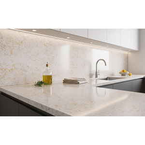 แผ่นควอตซ์คาร์ราร่าสำหรับเคาน์เตอร์ครัว ท็อปโต๊ะเครื่องแป้ง หินสำเร็จรูปสำหรับงานก่อสร้างภายใน - Product Image 1