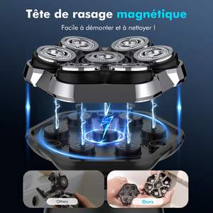 Rasoir Électrique Étanche IPX7 pour Hommes, Rechargeable, Triple Lame Rotative, Utilisation Humide/Sèche, Tondeuse Visage pour Chute de Cheveux et Utilisation en Camping-Car - Product Image 5