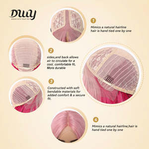 Milly-DWY 12 Inches Glueless Synthetic <b>Wig</b> for Women Short Blonde Bob with Transparent Lace Front Middle Part - Product Image 2