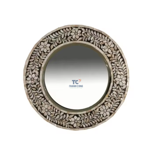 Elegant round Art Deco Mother of Pearl Wall <b>Mirror</b> Handmade in Vietnam Best Price Hanging Wall Design - Product Image 4