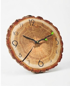 Rustic Wood Wall <b>Clock</b> Round Analog Quartz <b>Battery</b> Operated Natural Wood Design - Product Image 1