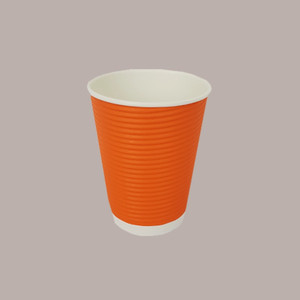 100 Pcs BT42 12oz <b>Orange</b> Thermal Ripple Wall Double Wall Single Wall Disposable <b>Paper</b> Cup Custom Logo 3oz Size - Product Image 1