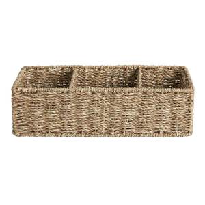 Top shopping Cestas de mimbre de 3 secciones para estantes, cestas de almacenamiento de algas marinas tejidas a mano Cesta de almacenamiento pequeña - Product Image 1