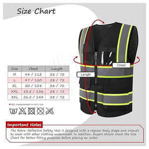 Gilet de sécurité pour homme en polyester 100% avec fermeture éclair hautement réfléchissante Logo personnalisable Vêtements de sécurité multi-poches étanches - Product Image 4