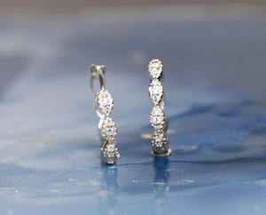 Moissanite Hoop Earrings Minimalist Bridal Jewelry Promise Gift Wedding <b>Engagement</b> Zircon Earrings Sterling Silver Gold - Product Image 3