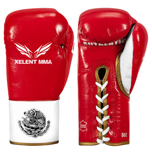 Gants de boxe professionnels authentiques MS-BG-689 tout nouveau design à lacets marine/argent Logo personnalisé fabriqué en cuir de haute qualité - Product Image 1