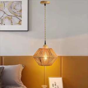 JACKSUN Modern Rattan <b>Lamp</b> <b>Plug</b> Cord Hand Woven Pendant Light Removable Eco-Friendly Multiple Models Living Room - Product Image 3