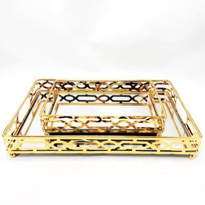 Custom Design Luxury Decorative Gold Metal <b>Sheet</b> <b>Mirror</b> Tray for Home Decoration - Product Image 6
