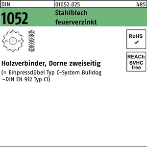 ตัวเชื่อมไม้ DIN 1052 แบบสองด้าน 75 มม. M16-M24 มม. แผ่นเหล็กชุบสังกะสีแบบจุ่มร้อน 100 ชิ้น - Product Image 1