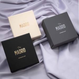Boîtes à bijoux doublure en velours avec logo personnalisé de Madrid avec extérieur doux au toucher plusieurs couleurs pour emballage de bracelet Cadeau élégant - Product Image 2