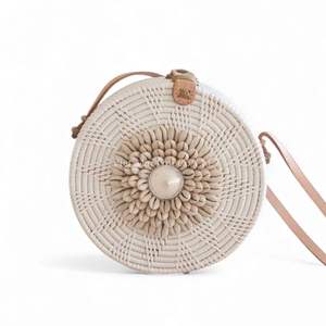 Natural Style Rattan <b>Handbag</b> with Decorative Shell Inlay Pattern for Fashion Use from Vietnam - Product Image 4