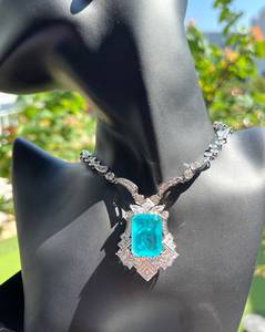 Jumbo Paraiba neón azul plata colgante Halo Paraiba turmalina magnífico exótico brillo azul colgante regalo único - Product Image 1