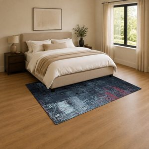 Tapis de salon en chenille antidérapant, motif bleu marine imprimé numériquement, lavable en machine, vente en gros RUGS DEPOT LXDP-0856 - Product Image 3