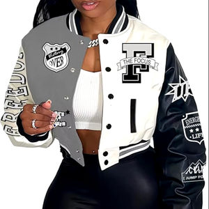 Chaqueta Universitaria de Mujer de Moda 2024, Personalizada, de Lana Larga, con Forro Polar, Transpirable, Resistente al Viento, Ecológica, al por Mayor - Product Image 1