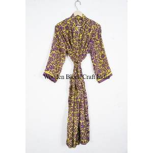 Luxury Silk Kimono <b>Robe</b> Loungewear Gift Boho Festival Wear Daily Wear Sexy Handmade Vintage Sari 3/4 Sleeve <b>Beach</b> Coverup - Product Image 1