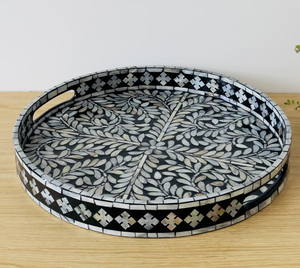 Bandeja de servicio con incrustaciones de hueso puro Premium, mesa de comedor, bandeja de servicio decorativa para el hogar, Hotel y restaurante, suministros calientes - Product Image 5