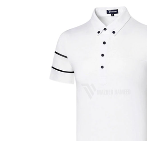 เสื้อยืดโปโลสำหรับผู้ชายแบบสั่งทำปักสีทึบผ้าฝ้ายระบายอากาศได้ - Product Image 1