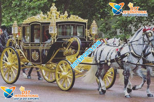 Carruaje Presidencial Blanco Dorado para Bodas Indias, Elegante Carruaje Blanco, Carruaje de Caballos de Lujo Blanco para Turismo - Product Image 2