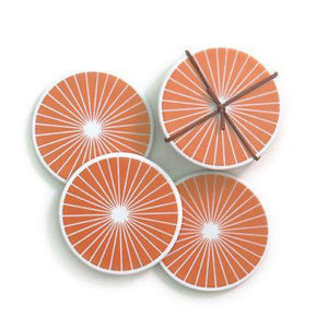 Lot de 6 sous-verres en métal émaillé crème tourbillon avec support, sous-verres pour table basse, sous-verres pour protection de table - Product Image 4