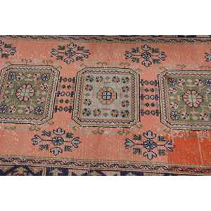 Vintage Turkish Rug, <b>Runner</b> 3.6x11.4 ft (111x348 cm) Rug, <b>Red</b> Floral Wool Rug - Product Image 5