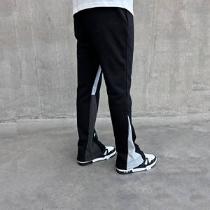 Pantalones de chándal acampanados informales de alta calidad con logotipo personalizado, pantalones de chándal acampanados apilados con cintura elástica de retazos para hombre - Product Image 2