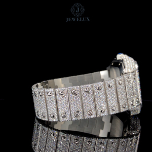 Montre de luxe pour homme avec charme en diamant moissanite glacé, bracelet en caoutchouc, mouvement ETA, style hip-hop, cadran personnalisé avec logo - Product Image 4