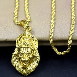 Alta calidadHip Hop Rock Animal cabeza de león oro plata cadena collares colgante para hombres joyería de moda punto a precio al por mayor - Product Image 2