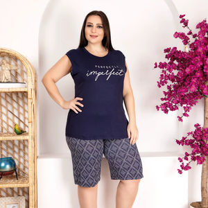 Ensemble de pyjama pour femmes grandes tailles, haut à manches courtes et short, vêtements de nuit confortables, vêtements de maison de grande taille - Product Image 1
