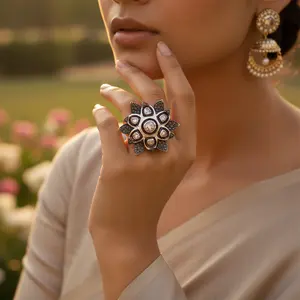 Anillo de Moda con Racimo de Diamantes Chapado en Oro Rosa para Mujer - Product Image 2